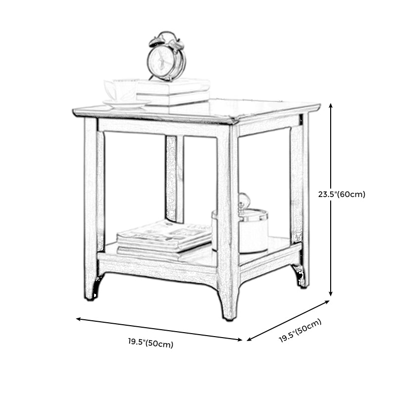 21.65"/23.62" Tall Wood End Table Walnut Square Side Table with Shelf