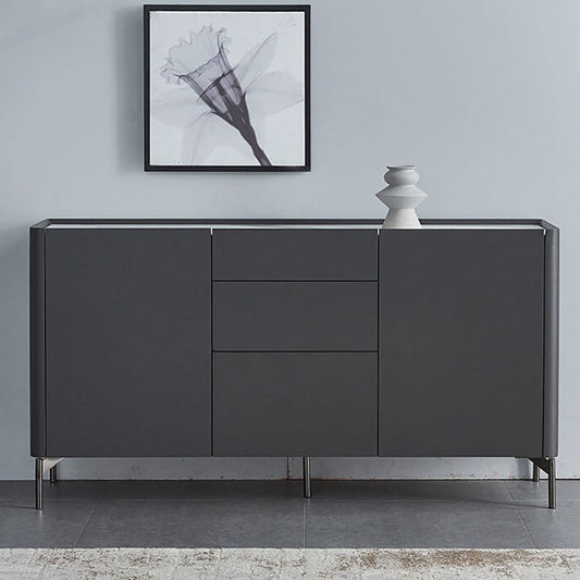 Grey Engineered Wood Sideboard Modern Stone Countertop Buffet with Drawer for Dining Room Clearhalo 'buffet_sideboard' 'Buffets & Sideboards' 'furn' 'furn_buffet_sideboard' 'Furniture' 'Kitchen & Dining Furniture' 5729247