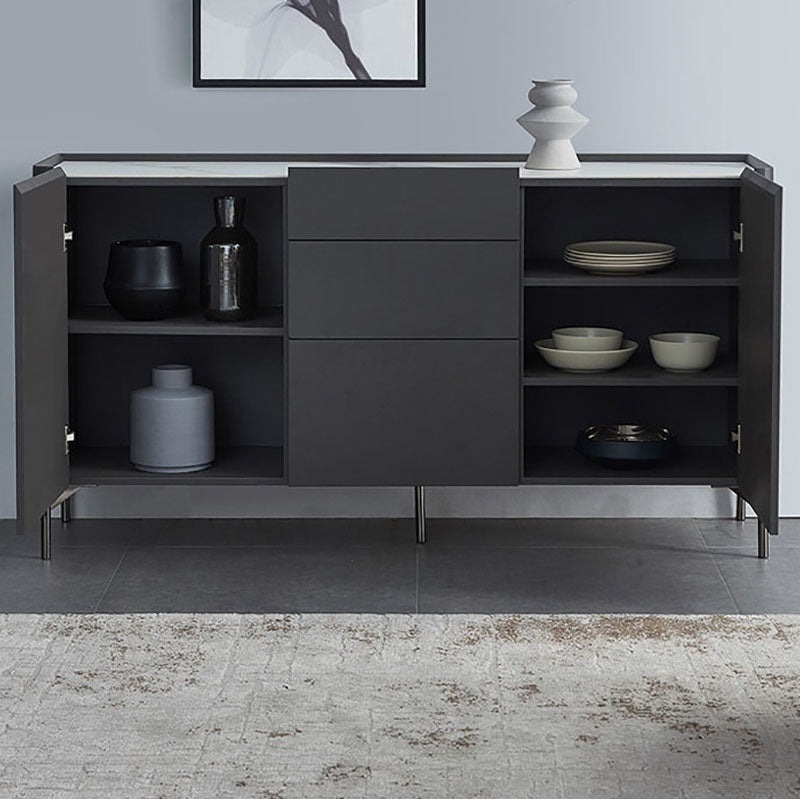 Grey Engineered Wood Sideboard Modern Stone Countertop Buffet with Drawer for Dining Room Clearhalo 'buffet_sideboard' 'Buffets & Sideboards' 'furn' 'furn_buffet_sideboard' 'Furniture' 'Kitchen & Dining Furniture' 5729250