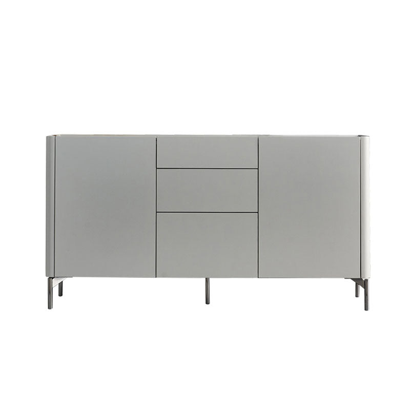 Grey Engineered Wood Sideboard Modern Stone Countertop Buffet with Drawer for Dining Room 59"L x 16"W x 31"H Light Gray Clearhalo 'buffet_sideboard' 'Buffets & Sideboards' 'furn' 'furn_buffet_sideboard' 'Furniture' 'Kitchen & Dining Furniture' 5729251