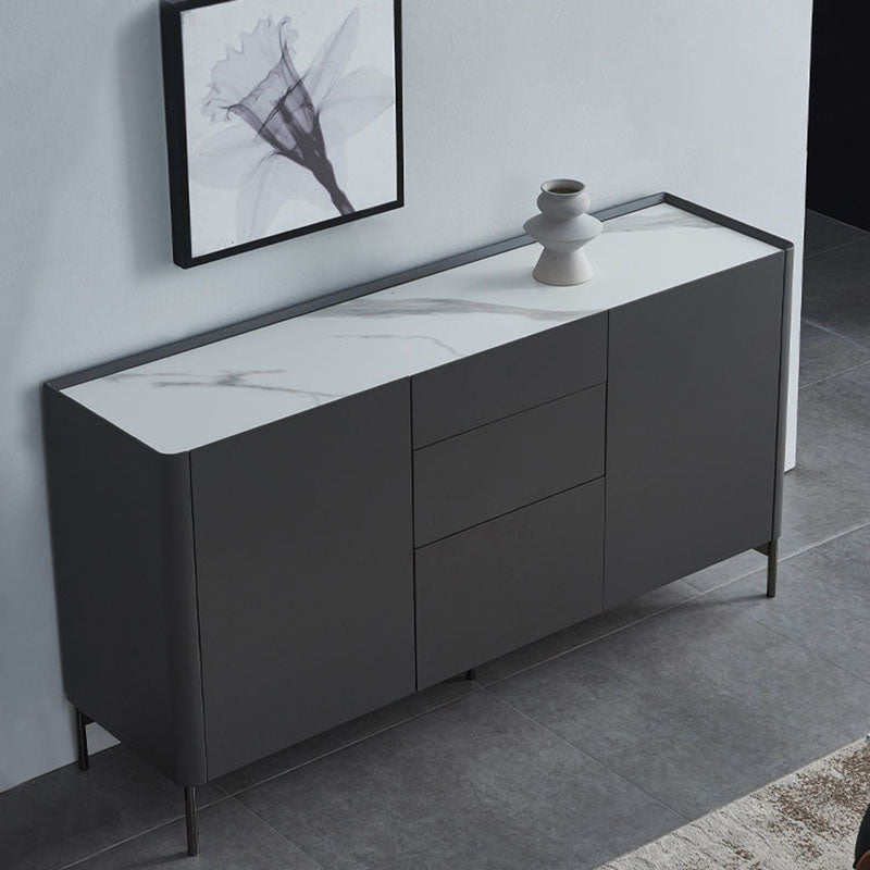 Grey Engineered Wood Sideboard Modern Stone Countertop Buffet with Drawer for Dining Room Clearhalo 'buffet_sideboard' 'Buffets & Sideboards' 'furn' 'furn_buffet_sideboard' 'Furniture' 'Kitchen & Dining Furniture' 5729252