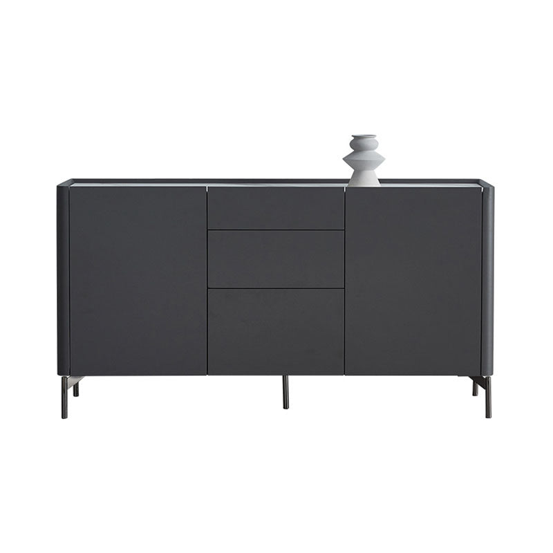 Grey Engineered Wood Sideboard Modern Stone Countertop Buffet with Drawer for Dining Room 59"L x 16"W x 31"H Dark Gray Clearhalo 'buffet_sideboard' 'Buffets & Sideboards' 'furn' 'furn_buffet_sideboard' 'Furniture' 'Kitchen & Dining Furniture' 5729253