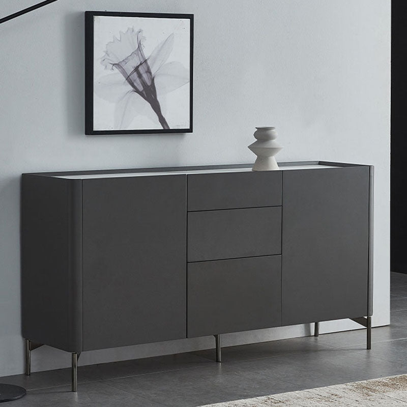 Grey Engineered Wood Sideboard Modern Stone Countertop Buffet with Drawer for Dining Room Clearhalo 'buffet_sideboard' 'Buffets & Sideboards' 'furn' 'furn_buffet_sideboard' 'Furniture' 'Kitchen & Dining Furniture' 5729254