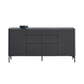 Grey Engineered Wood Sideboard Modern Stone Countertop Buffet with Drawer for Dining Room 63"L x 16"W x 31"H Dark Gray Clearhalo 'buffet_sideboard' 'Buffets & Sideboards' 'furn' 'furn_buffet_sideboard' 'Furniture' 'Kitchen & Dining Furniture' 5729257