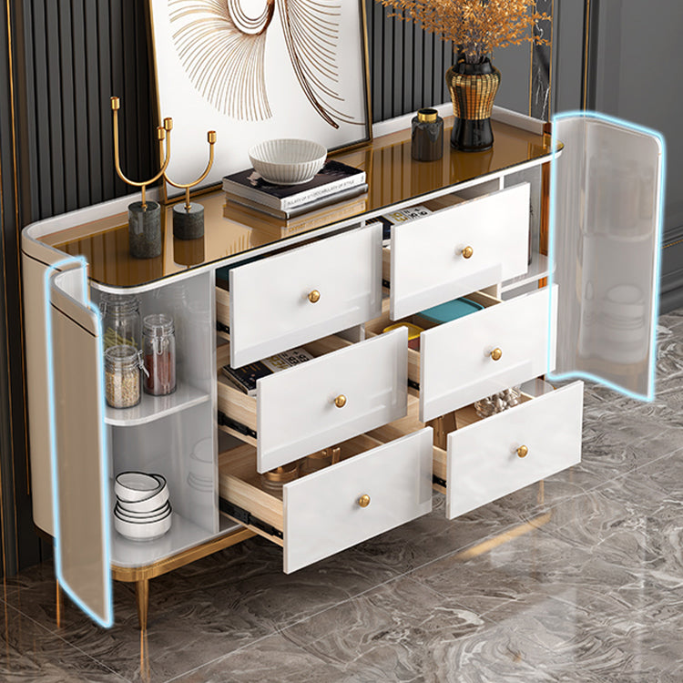 Sala da pranzo moderna a buffet in legno 33,4 "H 6 Server a buffet a 2 porte in bianco