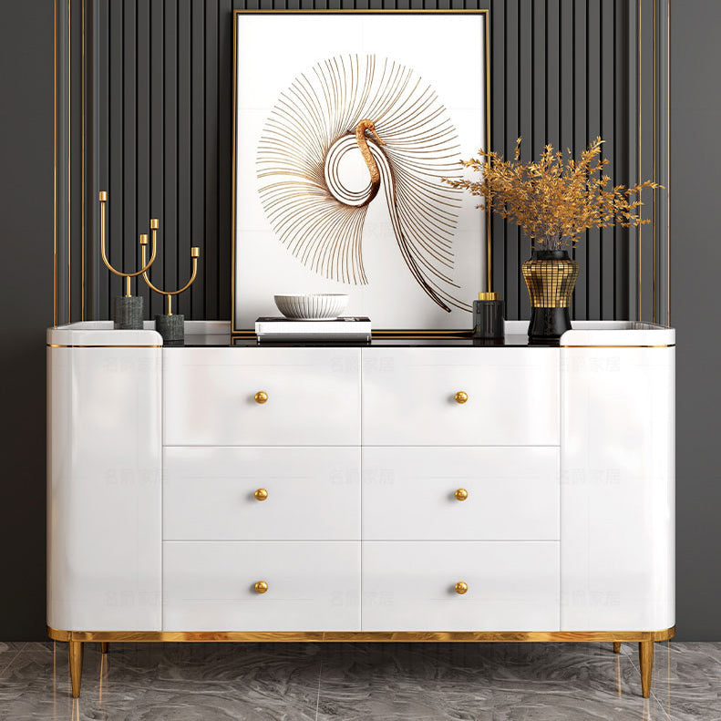 Sala da pranzo moderna a buffet in legno 33,4 "H 6 Server a buffet a 2 porte in bianco