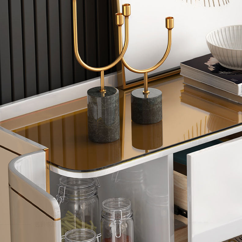 Sala da pranzo moderna a buffet in legno 33,4 "H 6 Server a buffet a 2 porte in bianco