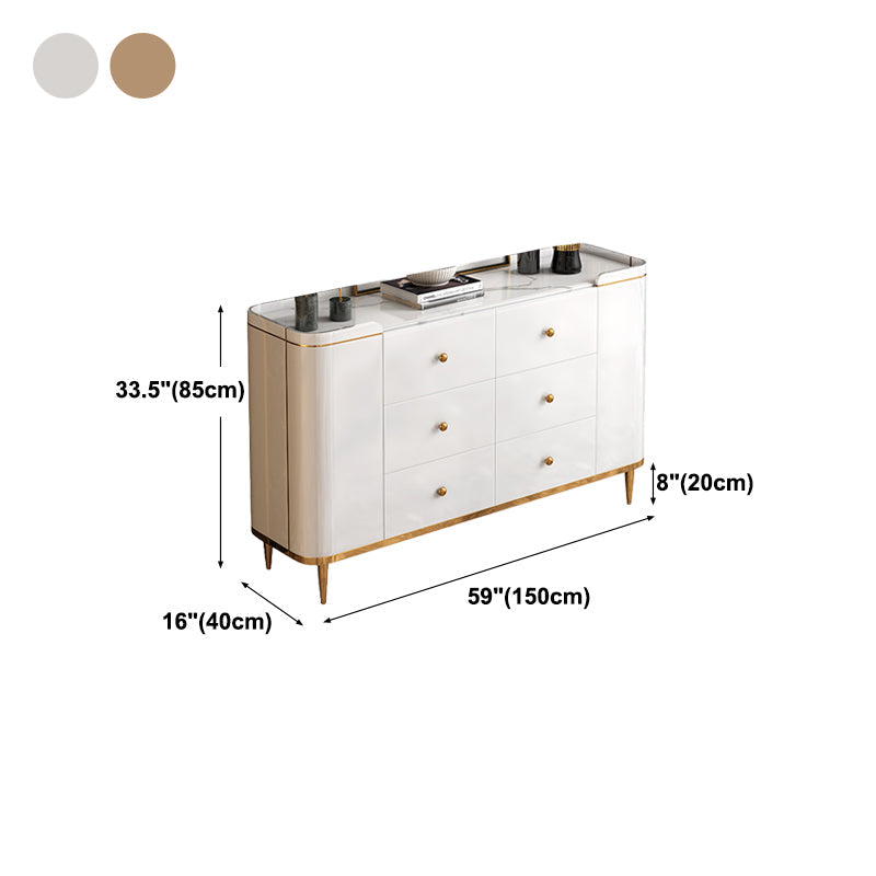 Sala da pranzo moderna a buffet in legno 33,4 "H 6 Server a buffet a 2 porte in bianco