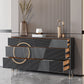 Black Birch Solid Wood Sideboard Buffet Glam Buffet Table with Drawers