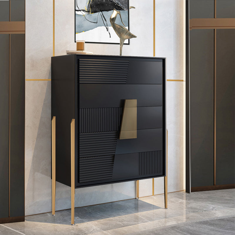 Modern Wood Buffet Sideboard 5-Drawer Dining Room Buffet Server 31.5"L x 15.7"W x 47"H Black Clearhalo 'buffet_sideboard' 'Buffets & Sideboards' 'furn' 'furn_buffet_sideboard' 'Furniture' 'Kitchen & Dining Furniture' 5729546