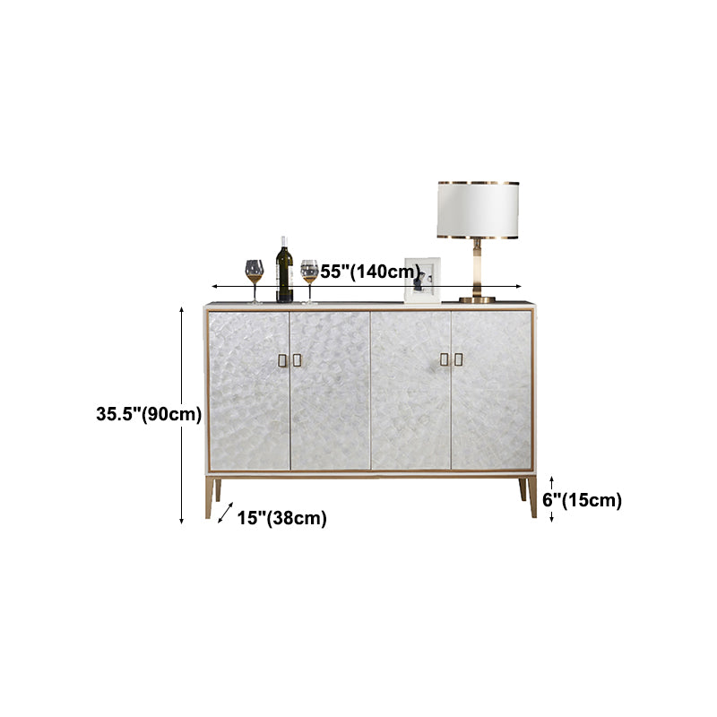 Glam soggiorno a buffet da pranzo ingegnerizzato in legno e armadi in metallo tavolo