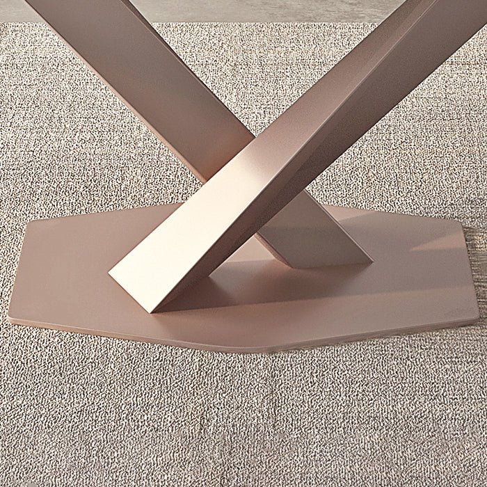 Moderne rechthoek eettafel gesinterde stenen tafel met voetstukbasis