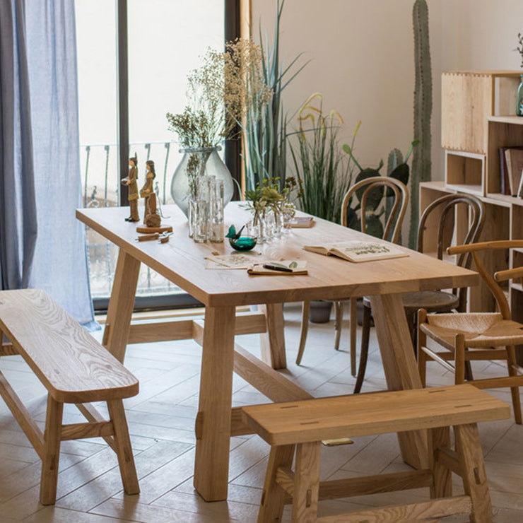 Natuurlijke vaste houten dinerscollectie Moderne rechthoek eetkamer keukentafel