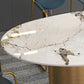 Luxury Sintered Stone Top Dining Table Rectangle Table with 3 Legs in Gold