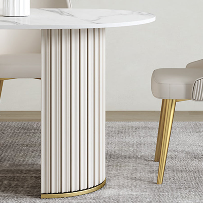 Simple Oval Dining Room Table Sintered Stone Top Double Pedestal Table Clearhalo 'Dining Tables & Seating' 'Dining Tables' 'dining_table' 'furn' 'furn_dining_table' 'Furniture' 'Kitchen & Dining Furniture' 5729685