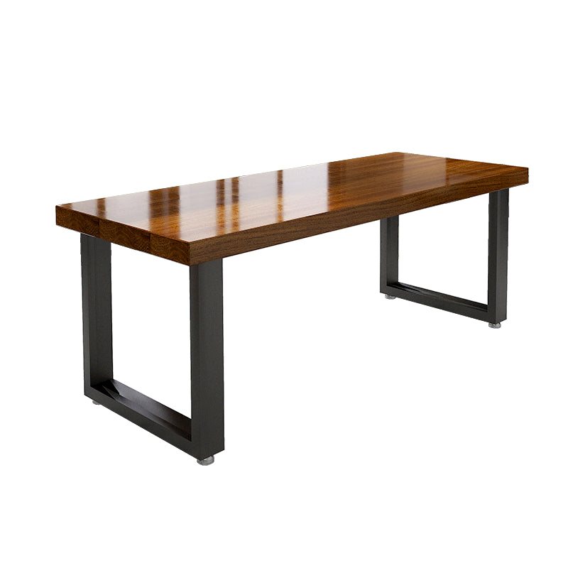 Black Metal Sled Base Table Industrial Dining Site Table with Wood Top Without Chairs Clearhalo 'Dining Tables & Seating' 'Dining Tables' 'dining_table' 'furn' 'furn_dining_table' 'Furniture' 'Kitchen & Dining Furniture' 5729725