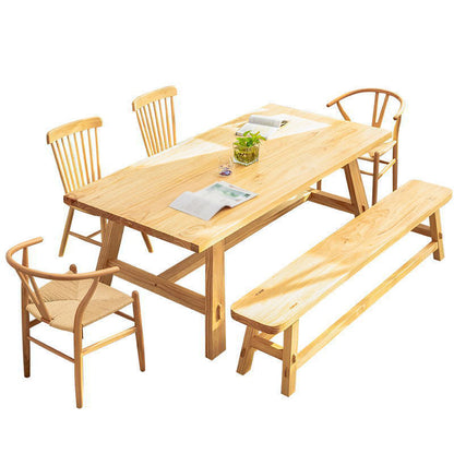 Rechthoek eettafel eigentijdse stijl massieve houten eettafel voor thuiskeuken