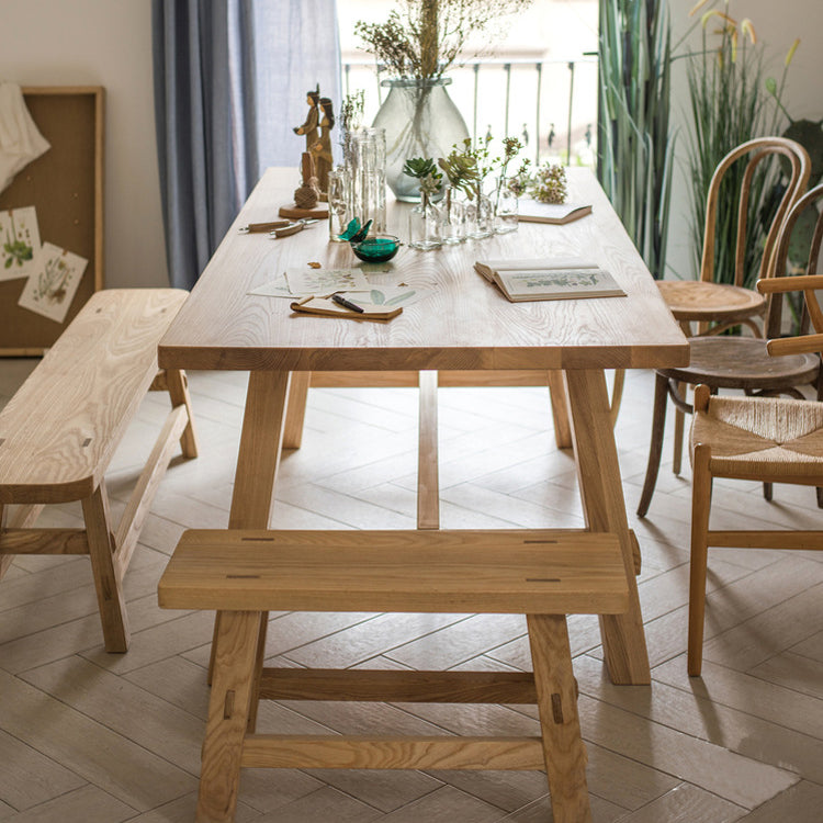 Rechthoek eettafel natuurlijke eigentijdse stijl massieve houten eettafel voor thuiskeuken