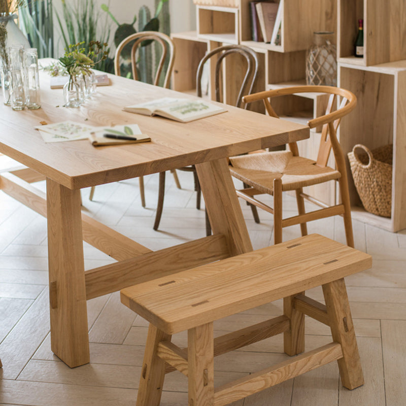 Rechthoek eettafel natuurlijke eigentijdse stijl massieve houten eettafel voor thuiskeuken