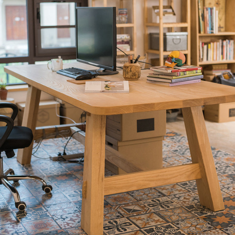 Rechthoek eettafel natuurlijke eigentijdse stijl massieve houten eettafel voor thuiskeuken