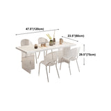 Contemporary Dining Table White Rectangle Solid Wood Dinner Table