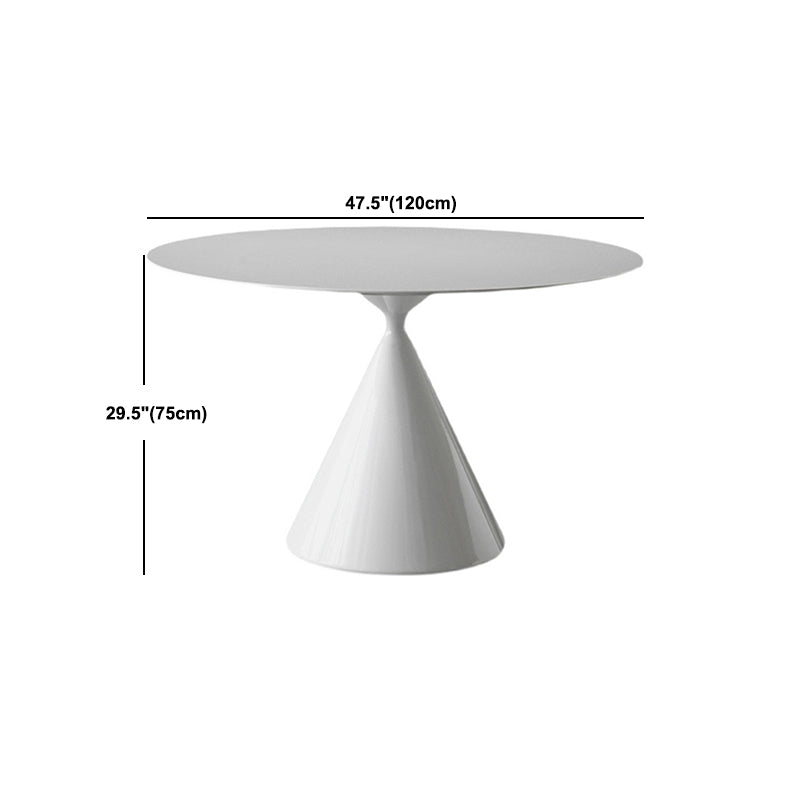 Modern Dining Table with White Pedestal Round Stone Top Dining Table without Turntable