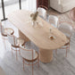 Natural Double Pedestal Dining Table Modern Oval Wood Home Dinner Room Kitchen Table