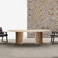 Natural Double Pedestal Dining Table Modern Oval Wood Home Dinner Room Kitchen Table