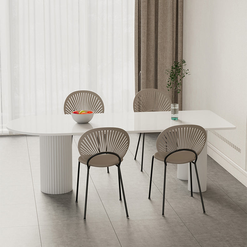 Contemporary Style Dining Table White Dinner Table for Home Kitchen Dinner 78.7"L x 31.5"W x 29.5"H Without Chairs Clearhalo 'Dining Tables & Seating' 'Dining Tables' 'dining_table' 'furn' 'furn_dining_table' 'Furniture' 'Kitchen & Dining Furniture' 5729914