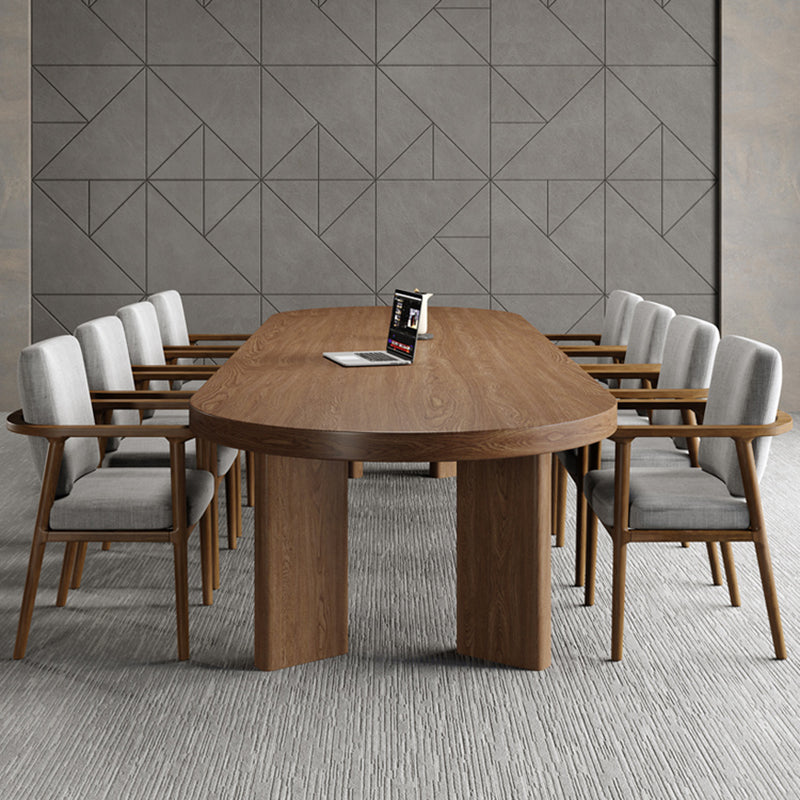 Moderne massieve houten tafel voor restaurant ovale tafel met 4 poten