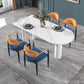 Modern Simple Stone Table for Restaurant Oval Table with White Legs 70.9"L x 31.5"W x 29.5"H Without Chairs Clearhalo 'Dining Tables & Seating' 'Dining Tables' 'dining_table' 'furn' 'furn_dining_table' 'Furniture' 'Kitchen & Dining Furniture' 5729973