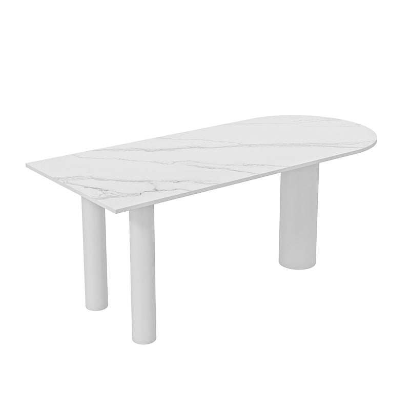Modern Simple Stone Table for Restaurant Oval Table with White Legs Without Chairs Clearhalo 'Dining Tables & Seating' 'Dining Tables' 'dining_table' 'furn' 'furn_dining_table' 'Furniture' 'Kitchen & Dining Furniture' 5729976