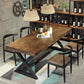 Industrial Coffee Shop Dining Table Rectangle Wood and Metal Base Dining Table 78.7"L x 39.4"W x 29.5"H Without Chairs Clearhalo 'Dining Tables & Seating' 'Dining Tables' 'dining_table' 'furn' 'furn_dining_table' 'Furniture' 'Kitchen & Dining Furniture' 5729987