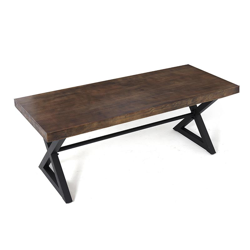 Industrial Coffee Shop Dining Table Rectangle Wood and Metal Base Dining Table Without Chairs Clearhalo 'Dining Tables & Seating' 'Dining Tables' 'dining_table' 'furn' 'furn_dining_table' 'Furniture' 'Kitchen & Dining Furniture' 5729989