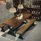 Industrial Coffee Shop Dining Table Rectangle Wood and Metal Base Dining Table Clearhalo 'Dining Tables & Seating' 'Dining Tables' 'dining_table' 'furn' 'furn_dining_table' 'Furniture' 'Kitchen & Dining Furniture' 5729997