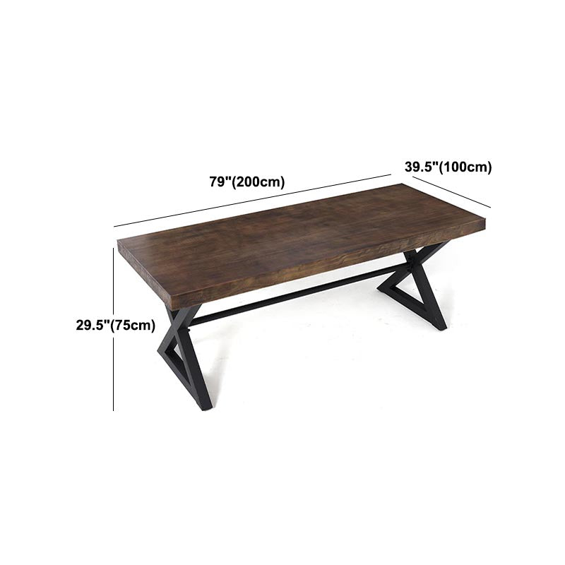 Industrial Coffee Shop Dining Table Rectangle Wood and Metal Base Dining Table Clearhalo 'Dining Tables & Seating' 'Dining Tables' 'dining_table' 'furn' 'furn_dining_table' 'Furniture' 'Kitchen & Dining Furniture' 5730005