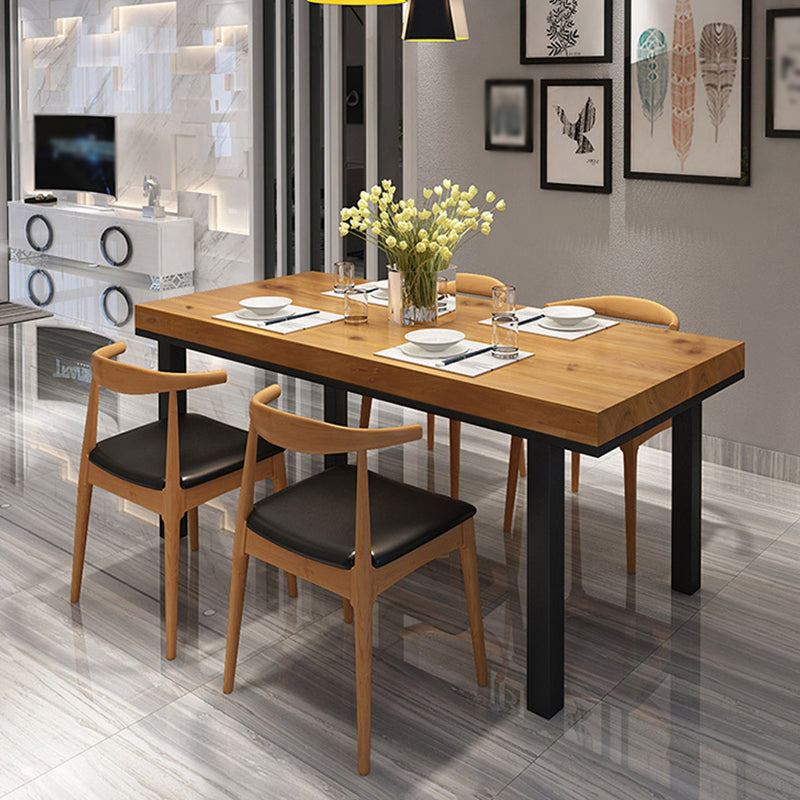 Industrial Solid Wood Top Table Natural and Black Dinner Room Kitchen Table Clearhalo 'Dining Tables & Seating' 'Dining Tables' 'dining_table' 'furn' 'furn_dining_table' 'Furniture' 'Kitchen & Dining Furniture' 5730045