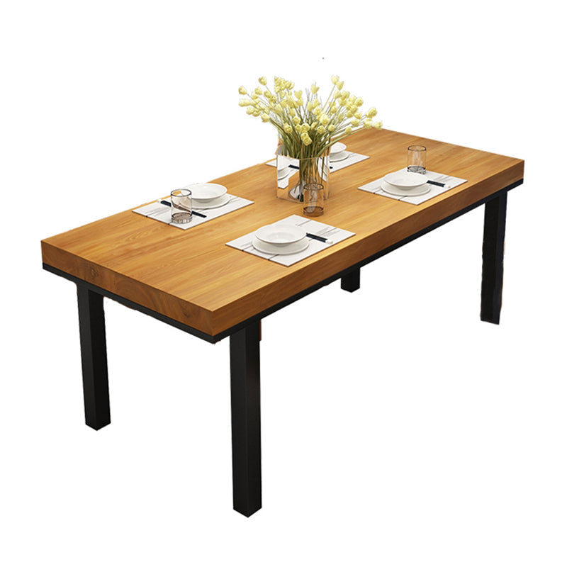 Industrial Solid Wood Top Table Natural and Black Dinner Room Kitchen Table Without Chairs Clearhalo 'Dining Tables & Seating' 'Dining Tables' 'dining_table' 'furn' 'furn_dining_table' 'Furniture' 'Kitchen & Dining Furniture' 5730046