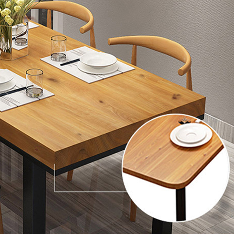 Industrial Solid Wood Top Table Natural and Black Dinner Room Kitchen Table Clearhalo 'Dining Tables & Seating' 'Dining Tables' 'dining_table' 'furn' 'furn_dining_table' 'Furniture' 'Kitchen & Dining Furniture' 5730047