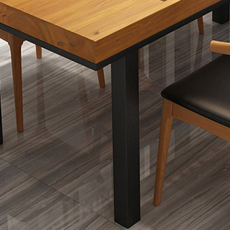 Industrial Solid Wood Top Table Natural and Black Dinner Room Kitchen Table Clearhalo 'Dining Tables & Seating' 'Dining Tables' 'dining_table' 'furn' 'furn_dining_table' 'Furniture' 'Kitchen & Dining Furniture' 5730049