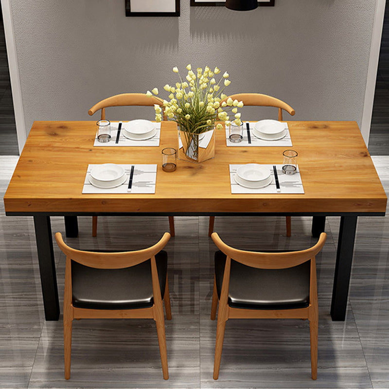 Industrial Solid Wood Top Table Natural and Black Dinner Room Kitchen Table Clearhalo 'Dining Tables & Seating' 'Dining Tables' 'dining_table' 'furn' 'furn_dining_table' 'Furniture' 'Kitchen & Dining Furniture' 5730052