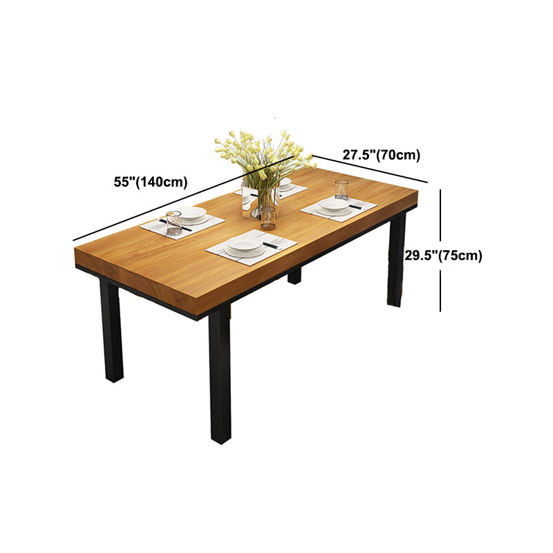 Industrial Solid Wood Top Table Natural and Black Dinner Room Kitchen Table Clearhalo 'Dining Tables & Seating' 'Dining Tables' 'dining_table' 'furn' 'furn_dining_table' 'Furniture' 'Kitchen & Dining Furniture' 5730055