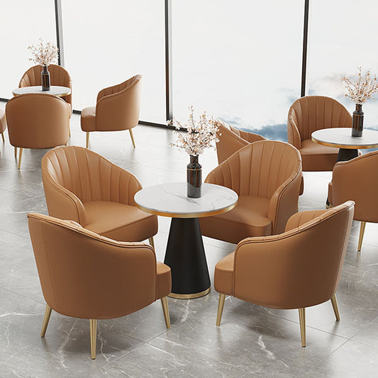 Modern Style Dining Table Sintered Stone Table with Pedestal Base