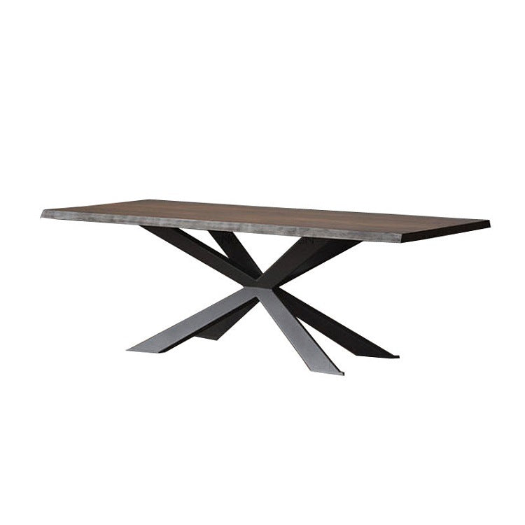 Tavolo da pranzo marrone in legno massiccio in cornice nera industriale sala da pranzo