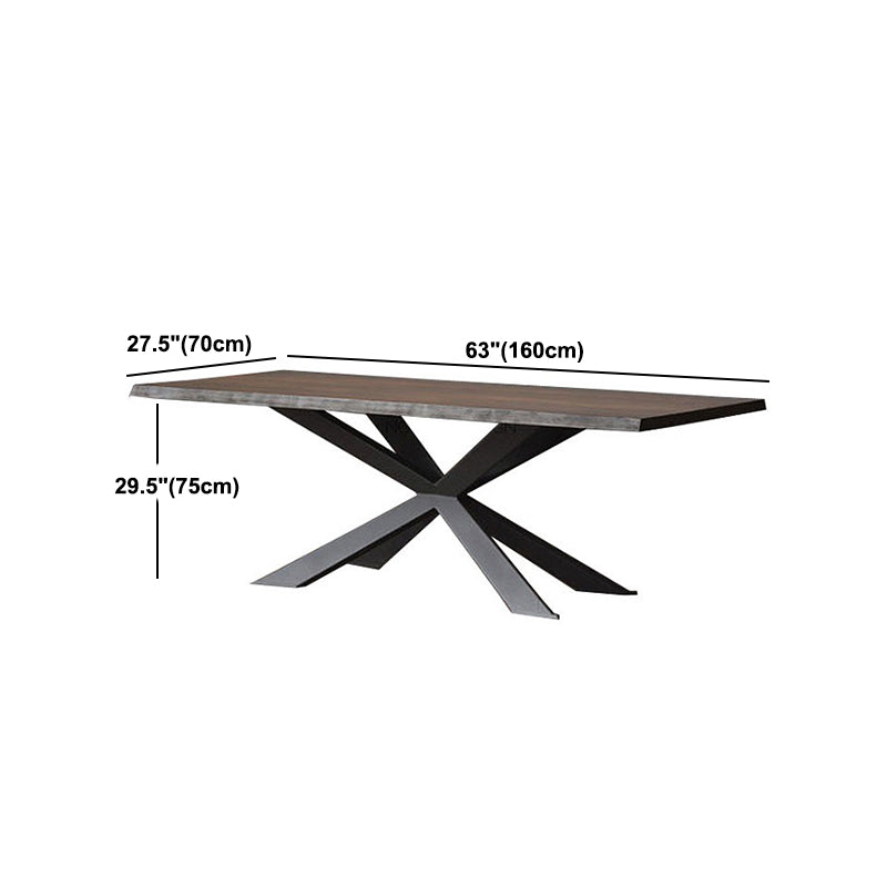 Tavolo da pranzo marrone in legno massiccio in cornice nera industriale sala da pranzo