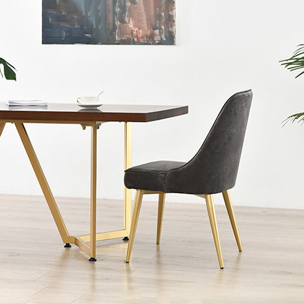 Glam Velvet Armless Dining Chair Metal Dining Chairs for Home Use