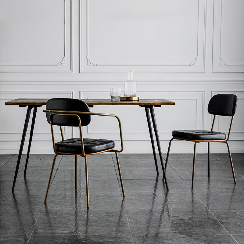 Industriële open achterstoelen pu lederen eetstoelen voor thuis