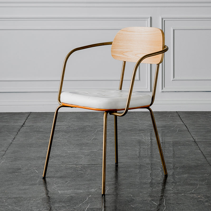 Industriële open achterstoelen pu lederen eetstoelen voor thuis