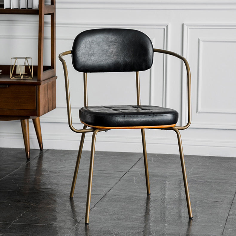 Industriële open achterstoelen pu lederen eetstoelen voor thuis