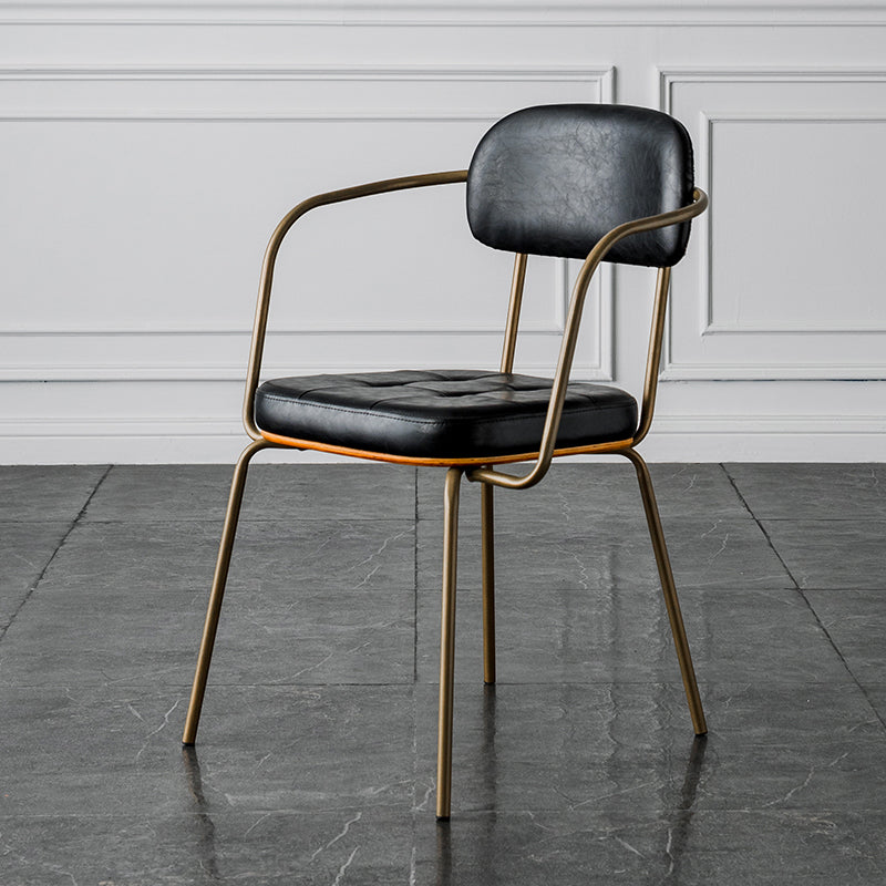 Industriële open achterstoelen pu lederen eetstoelen voor thuis